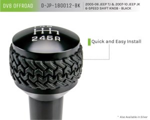 Jeep Wrangler TJ Shift Knob - DV8 Offroad - 'Tired Tread' Design, 6-Speed - Black - `05-`06